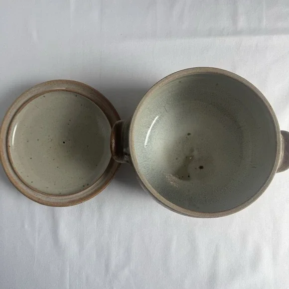 Studio Pottery Lidded Casserole Dish Signed Drip Glaze Earth Tone MCM Organic - Picture 4 of 12